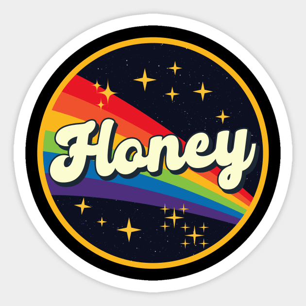 Honey // Rainbow In Space Vintage Style Sticker by LMW Art